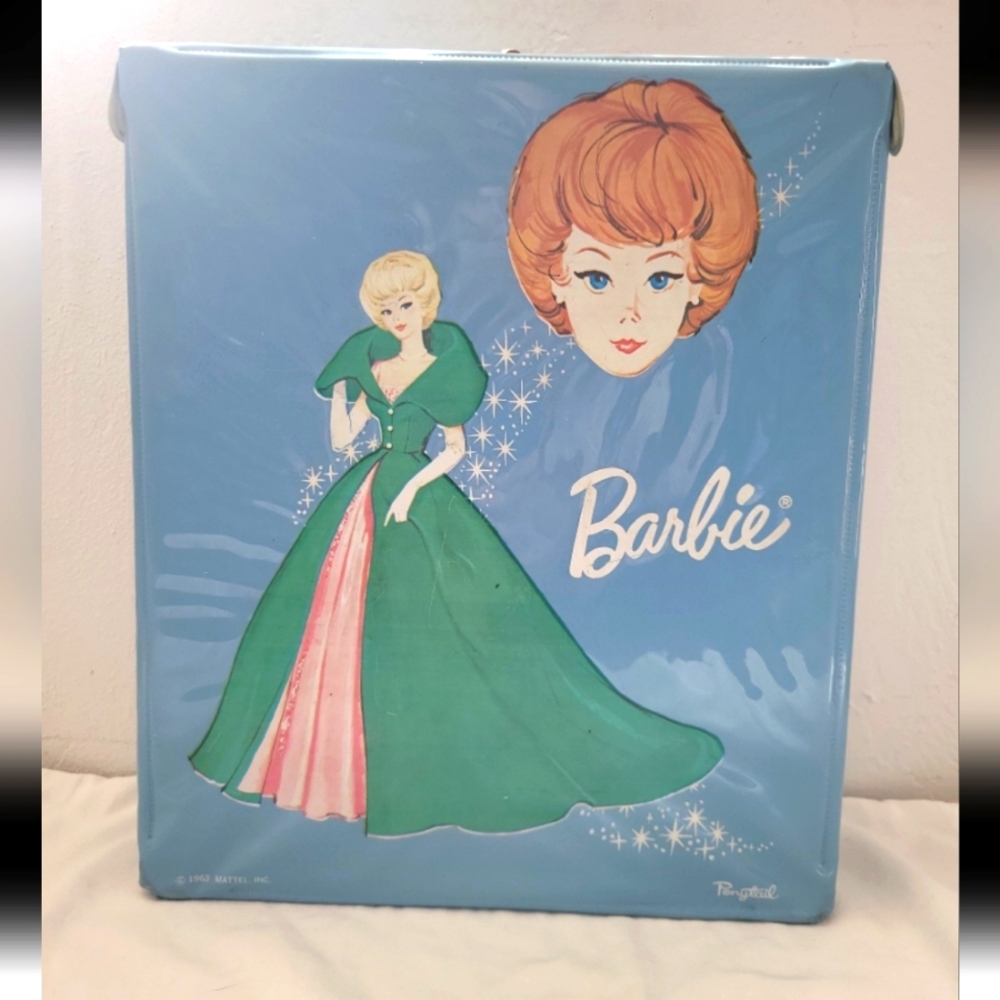 Vintage Barbie Doll Case with Green Dress Design